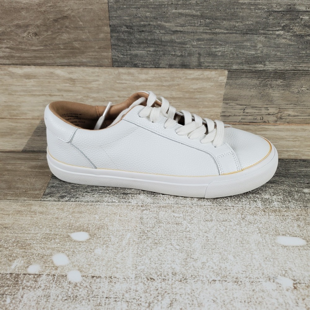 Lucky Brand Divahna Womens Shoes Sz 7.5 W Running White Leather Lace Up Sneakers